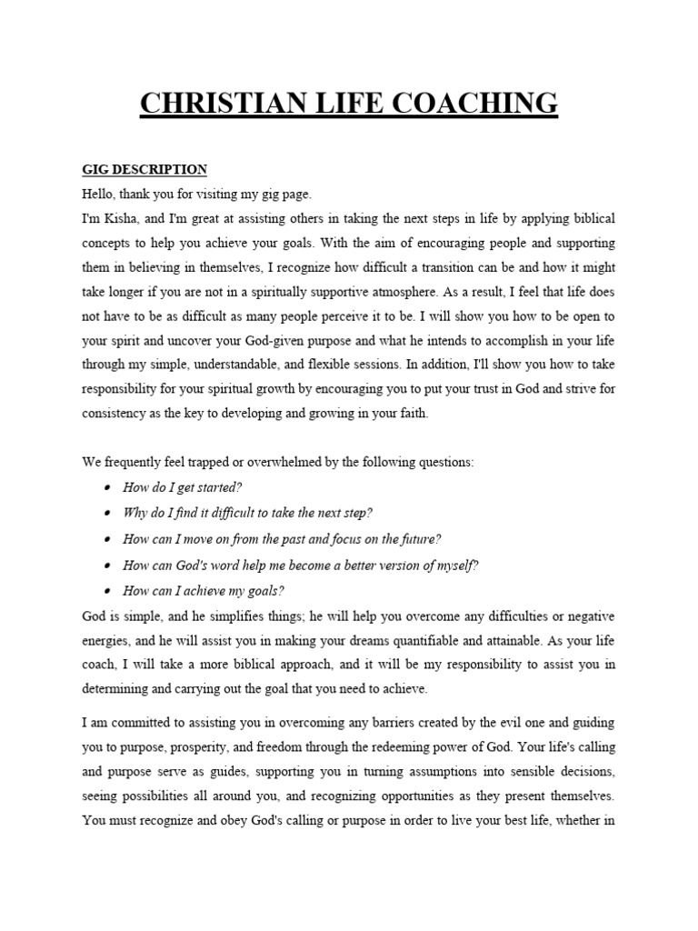 Christian Life Coaching for Personal Growth | PDF | Goal | God