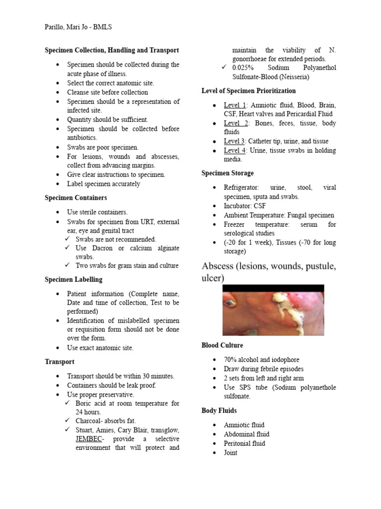 Specimen Collection and Transport Guide | PDF | Medical Specialties ...