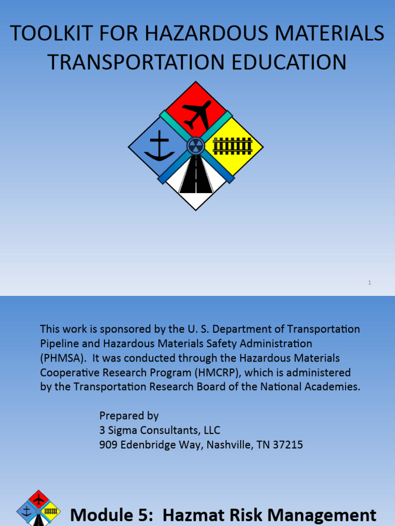 Toolkit For Hazardous Materials Transportation Education | PDF | Risk ...