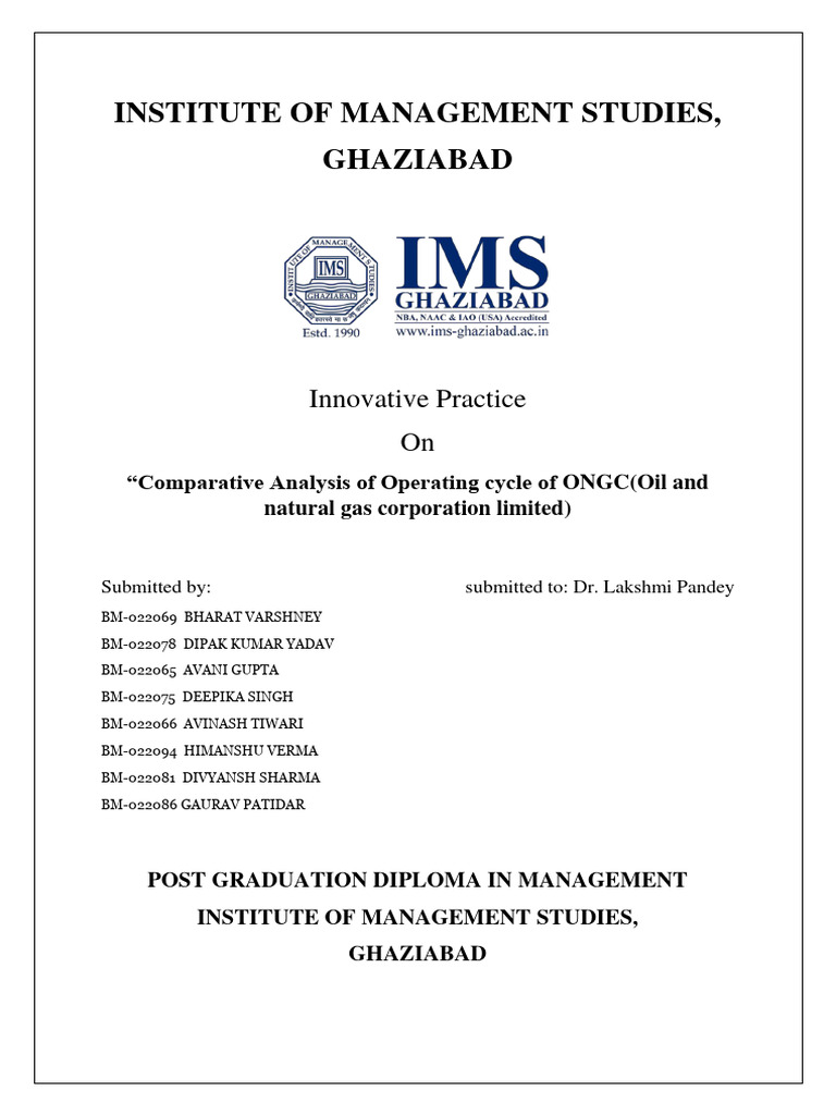 ONGC Operating Cycle Analysis Report | PDF | Revenue | Inventory