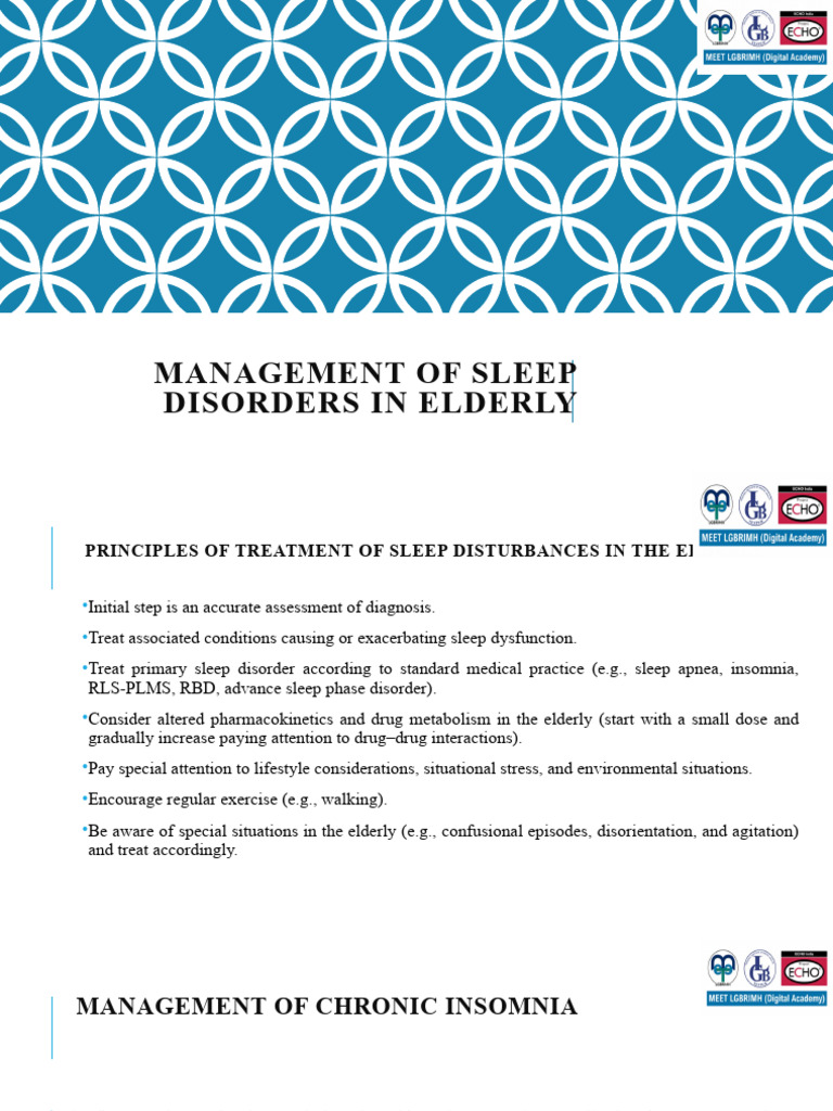 Elderly Sleep Disorder Management Guide | PDF | Insomnia | Sleep
