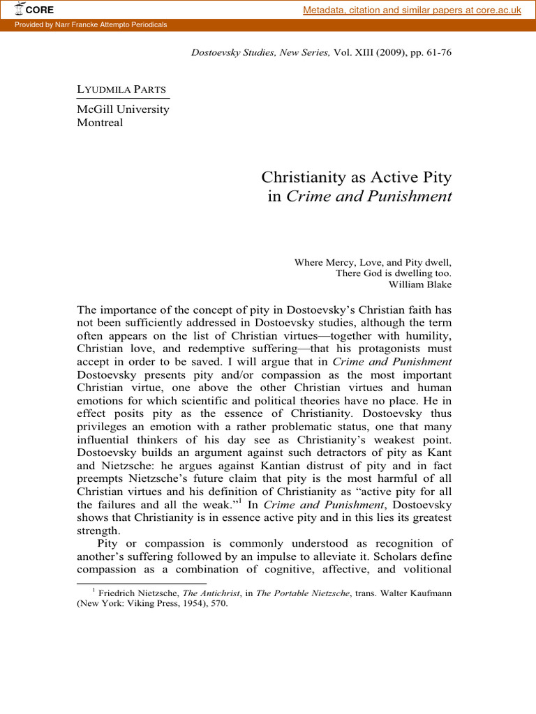 Christianity and Pity in Dostoevsky's Work | PDF | Crime And Punishment ...