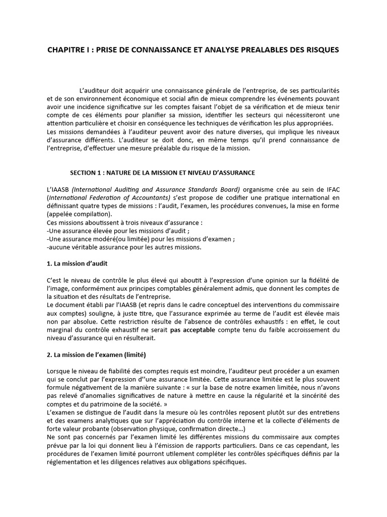 Analyse des Risques en Audit Financier | PDF | Audit financier | Risque