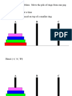 Tower of Hanoi Problem: Move The Pile of Rings From One Peg To Another - Moving One Ring at A Time - No Ring Can Be Placed On Top of A Smaller Ring