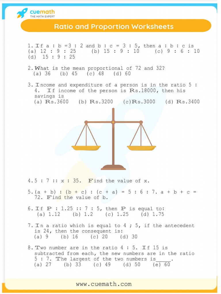 Ratio and Proportion Practice Worksheet | PDF