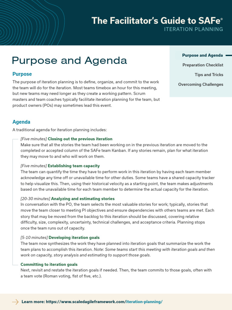 Facilitator's Guide To SAFe - Iteration Planning | PDF