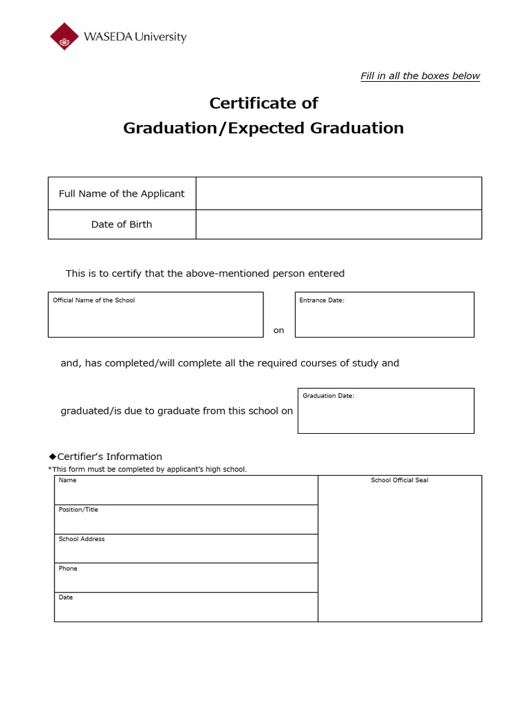 Expected Graduation Certificate Template | PDF