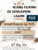 Ang Wikang Filipino Sa Edukasyon Lagom