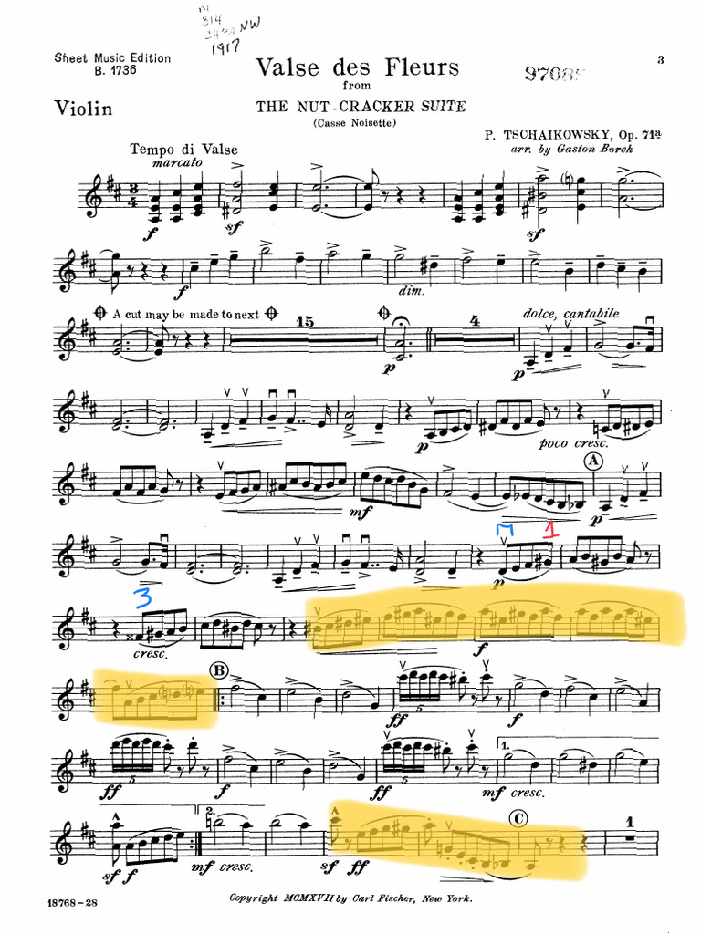 Valse Des Fleurs Violin Part Pdf