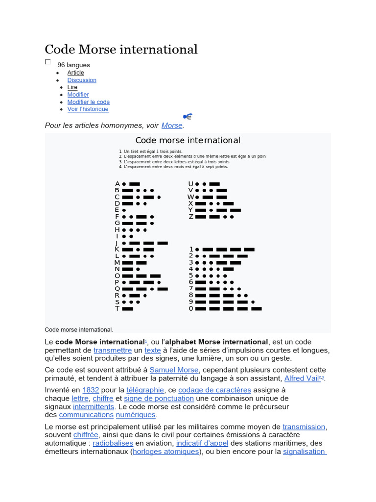 Code Morse International | PDF | Sans fil | Diffusion