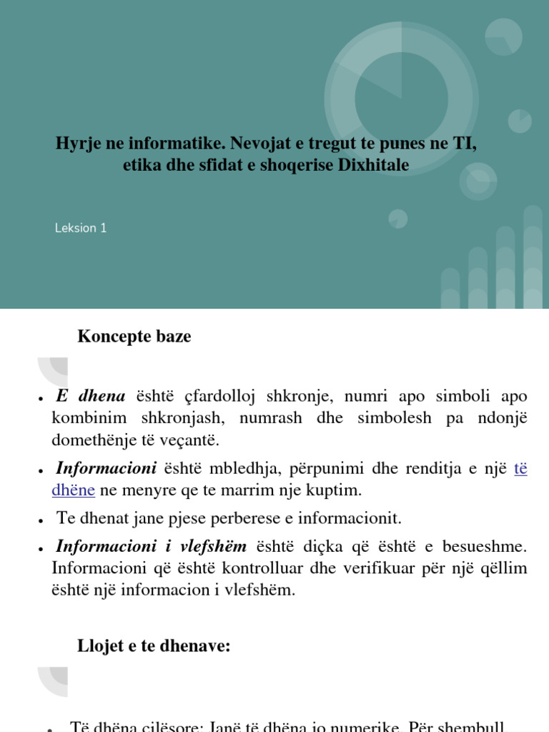 Leksion 1 Informatike | PDF