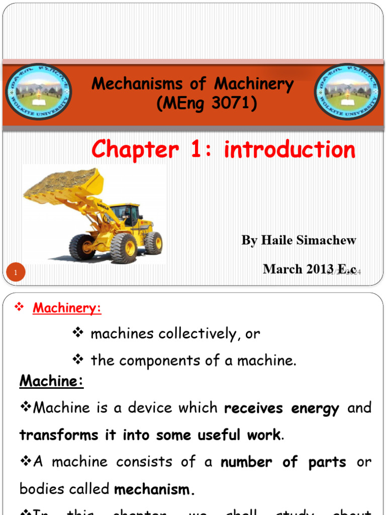 Chapter 1 Introduction To Mechanisms of Machinery | PDF | Machines ...