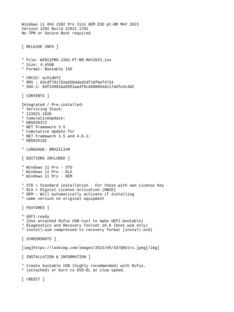 Windows 11 Pro 22H2 ISO Download pt-BR | PDF | Games & Activities ...