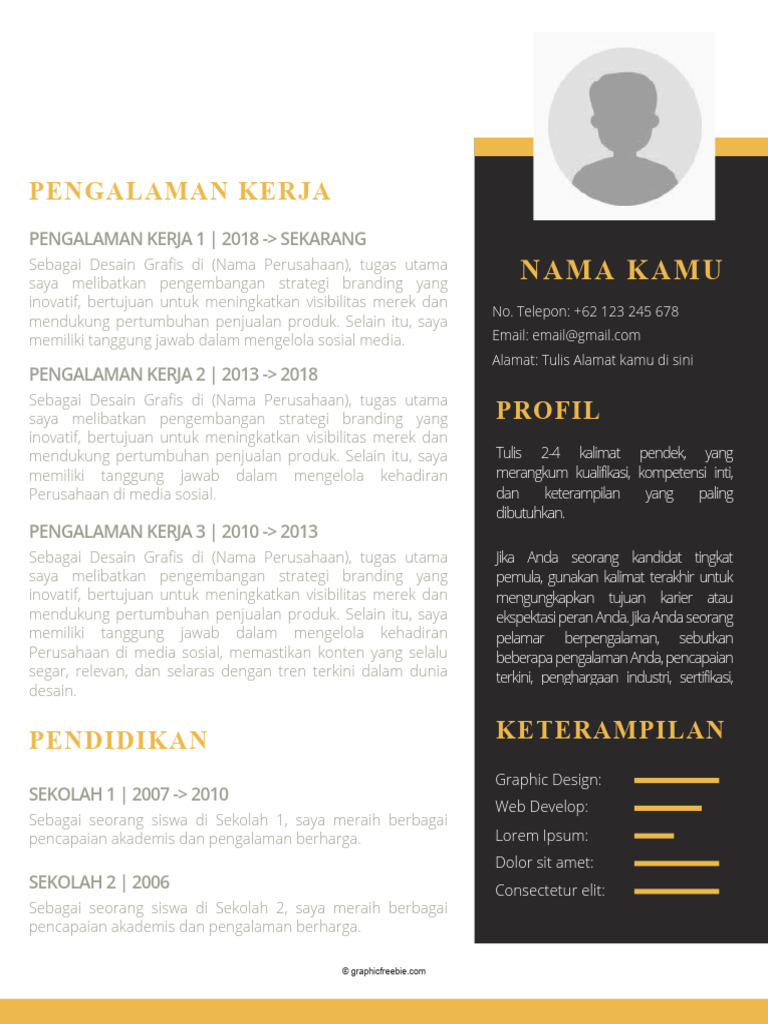 1 Download Template CV Word Gratis Bahasa Indonesia PDF