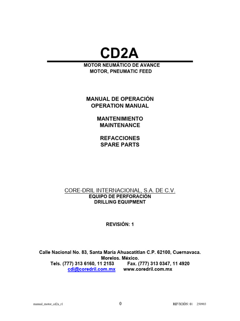 Manual de Operación del Motor CD2A | PDF | Partes de vehículo ...