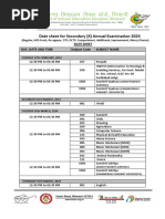 Date Sheet Class 9th 2024-2025 | PDF