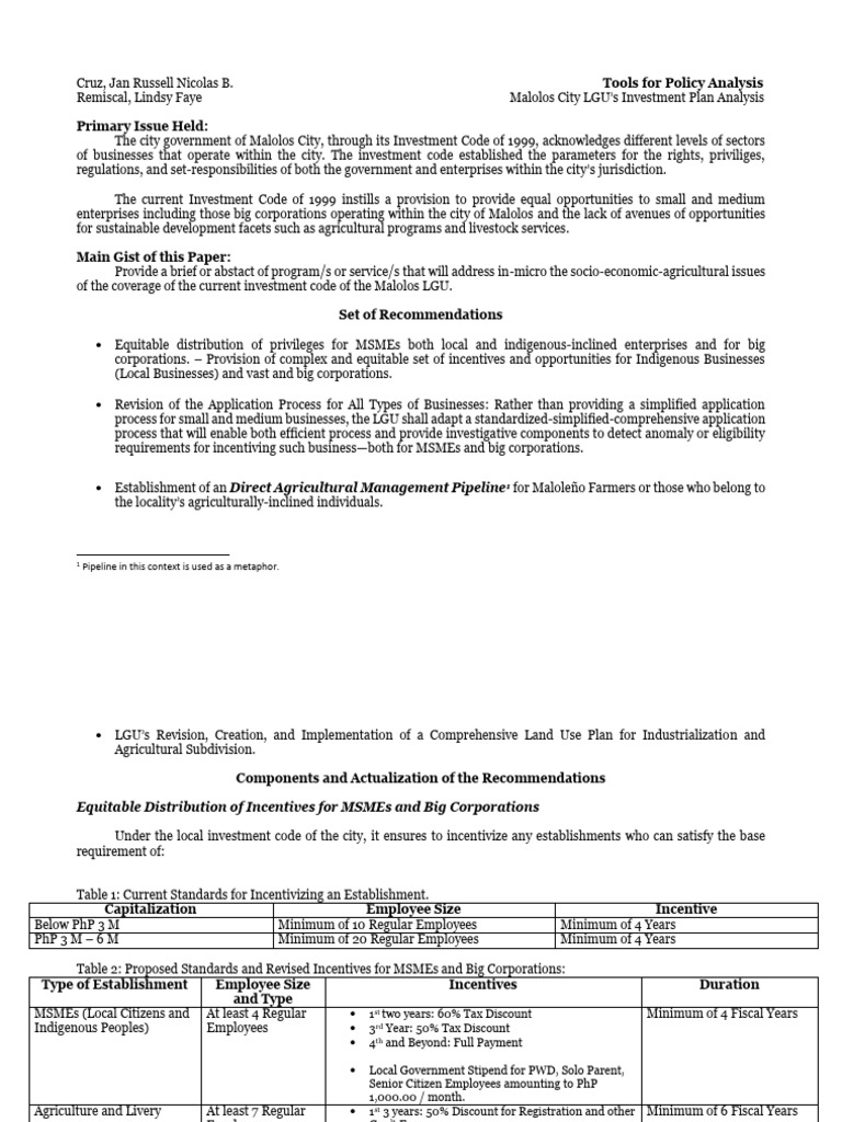 Investment Plan Analysis of The City of Malolos, Bulacan PDF Small