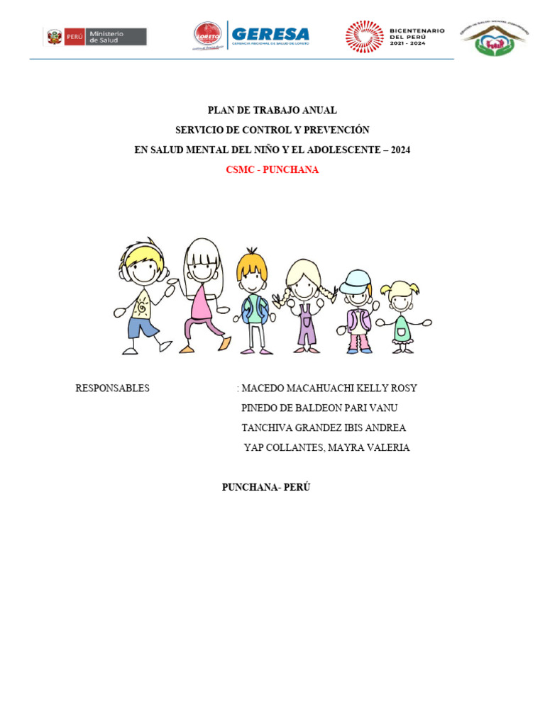 Plan Anual de Salud Mental Infantil 2024 | PDF | Salud mental | Abuso ...