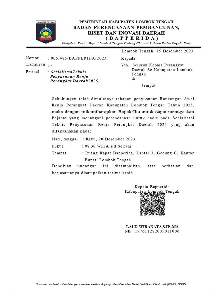 Sosialisasi Teknis Penyusunan Ranwal Renja Pereangkat Daerah Tahun 2025