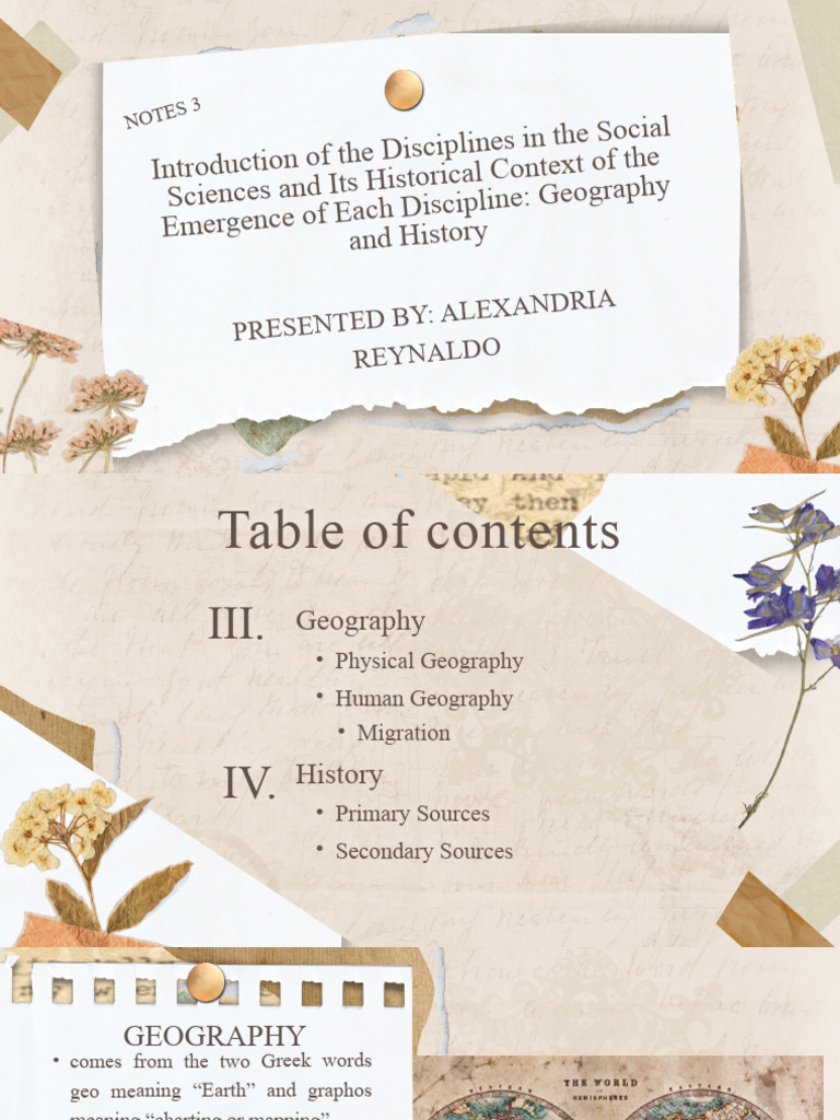 Notes 3 Introduction of The Disciplines in The Social Sciences and Its Historical Context of The