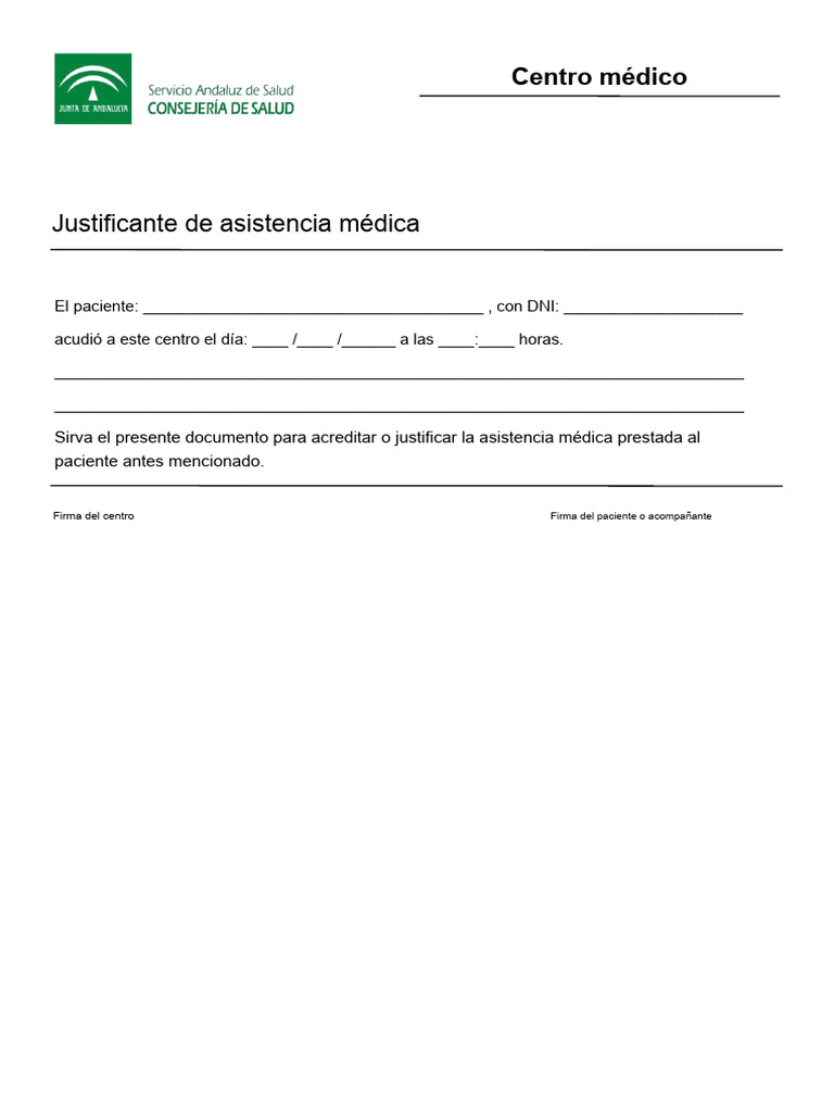 Justificante Medico Andalucia PDF