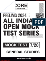 GS SCORE Prelims 2024 Open Mock Test 7 With Solution