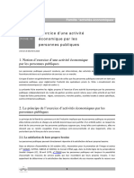 Exercice D'une Activité Économique Par Les Personnes Publiques