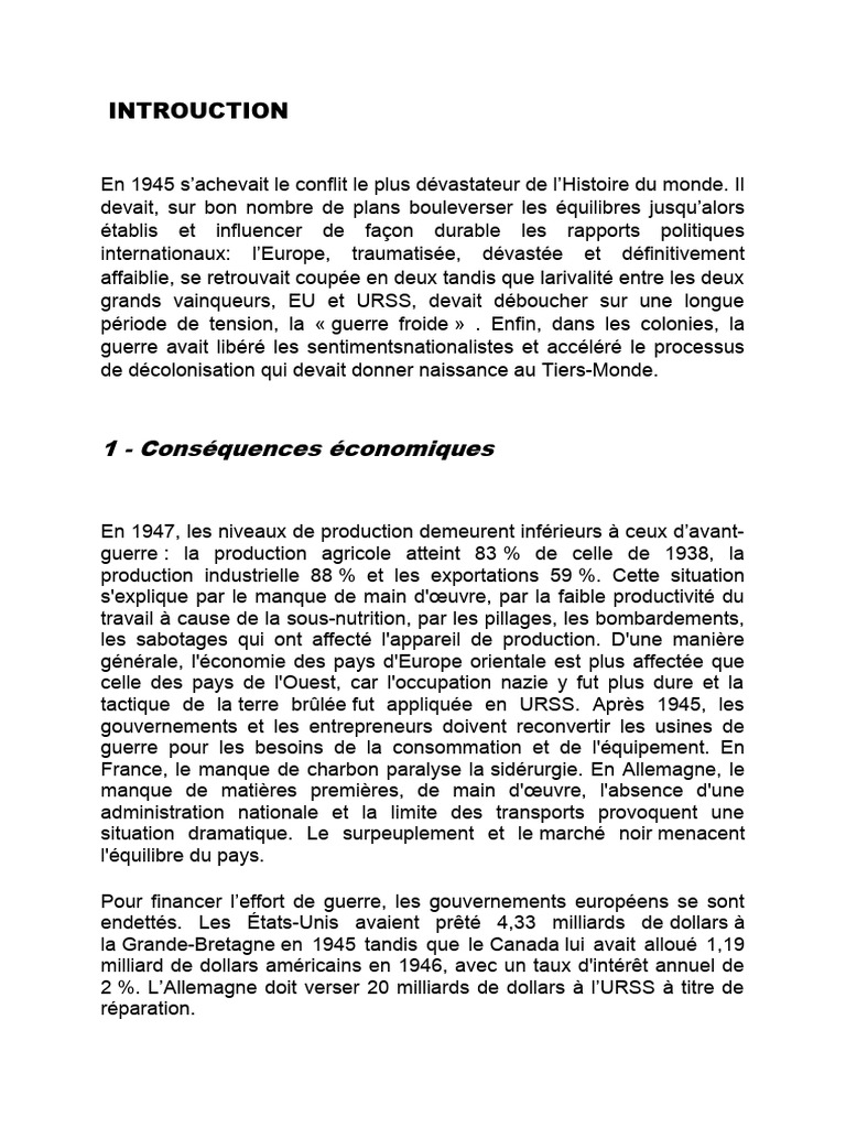 Conséquences de la Seconde Guerre mondiale | PDF | Communisme | Seconde ...
