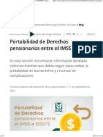 Portabilidad de Derechos Pensionarios Entre El IMSS e ISSSTE Comisión Nacional Del Sistema de Ahorro para El Retiro Gobierno Gob - MX