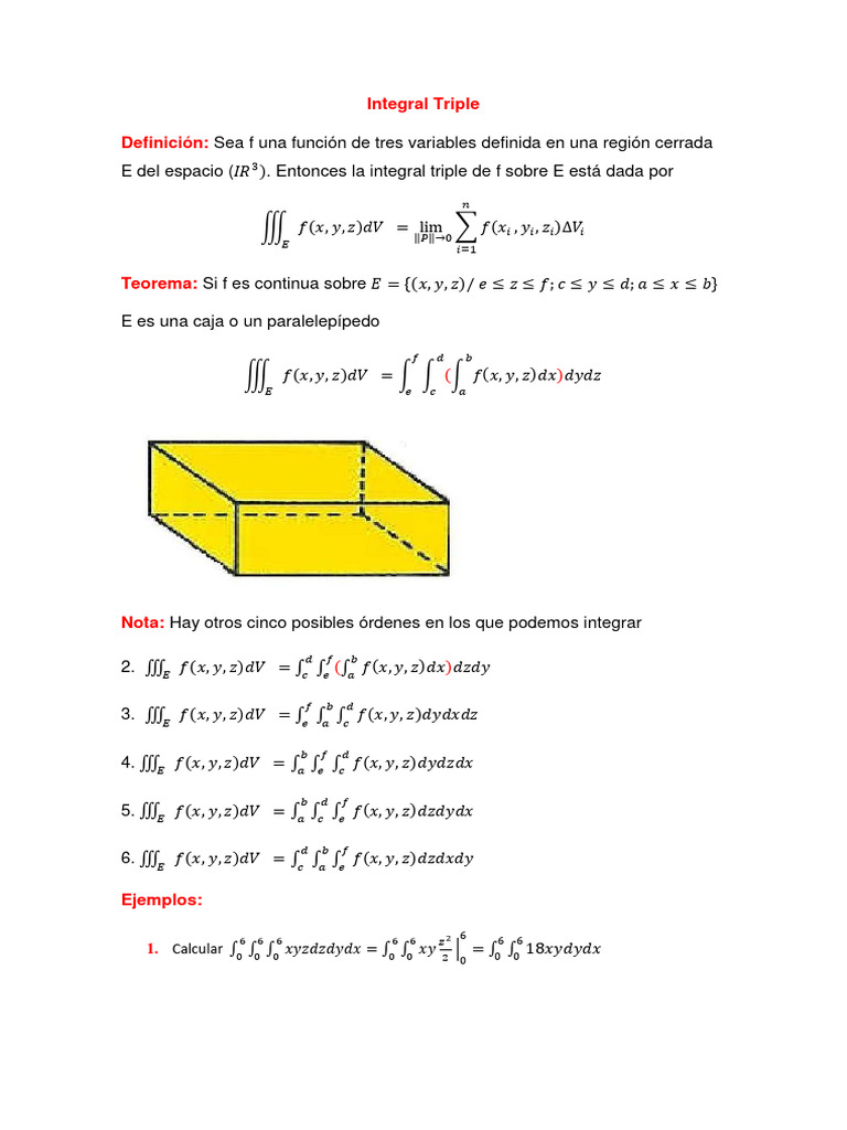 Ejercicios de Integrales Triples Resueltos | PDF | Integral | Física ...