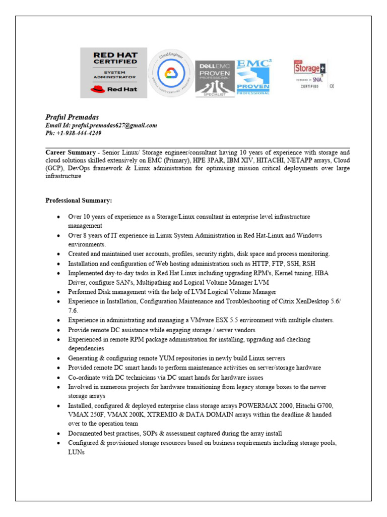 Praful Resume Platform Storage | PDF | Cloud Computing | Computer Data ...