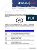 BT011. Listado Códigos de Fallas en Sistemas ABS