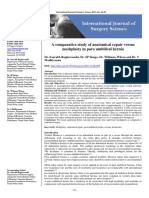 A Comparative Study of Anatomical Repair Versus Meshplasty in para Umbilical Hernia