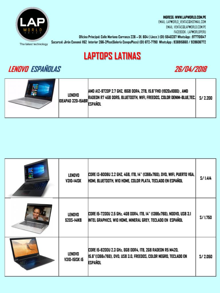 Laptops y PCs Lenovo, Dell y HP en Perú | PDF | Memoria de acceso ...