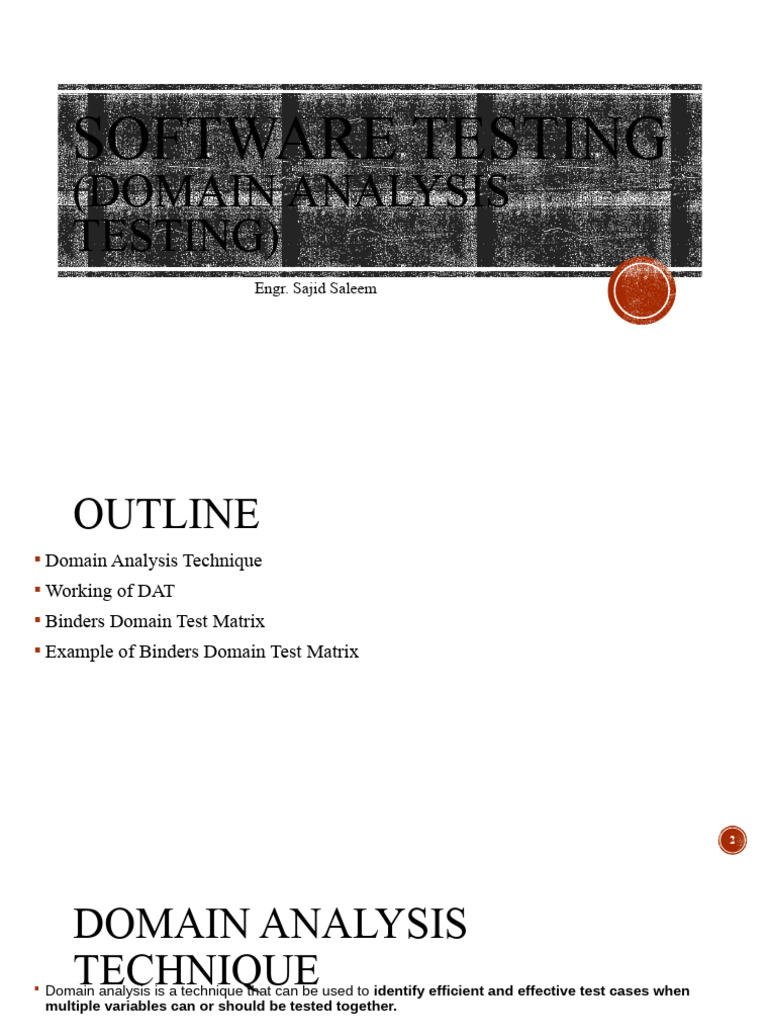 DOMAIN ANALYSIS IN SOFTWARE TESTING intelligence overview