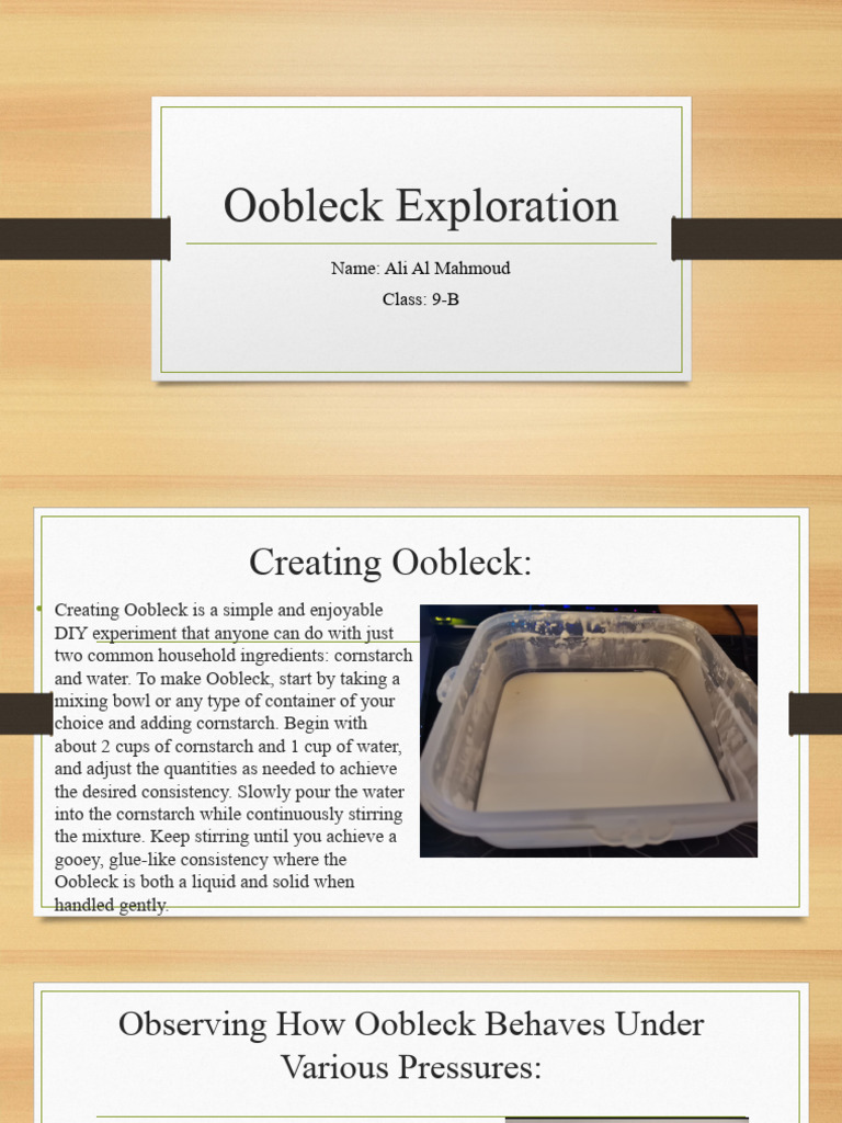 Oobleck: A Non-Newtonian Fluid Experiment | PDF