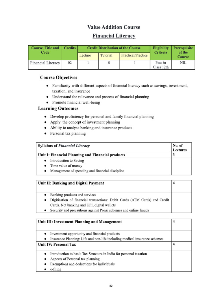 NEP VAC Financial Literacy | PDF