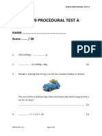 Year 9 Procedural Test A