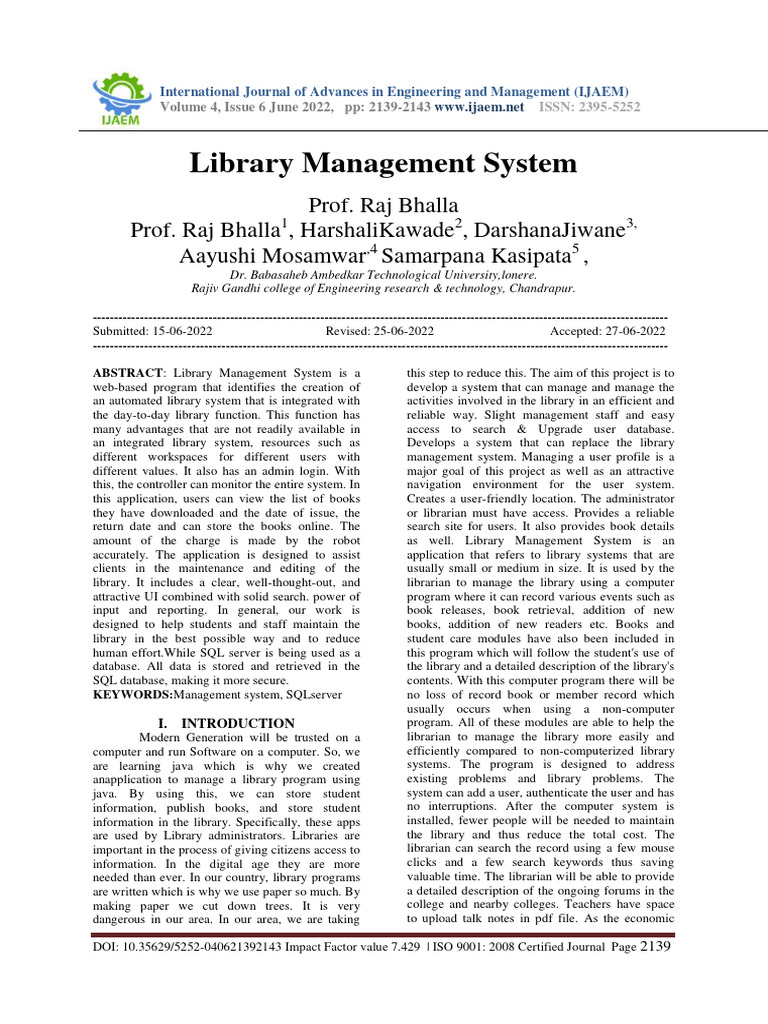 Library Management System | PDF | Libraries | Digital Library