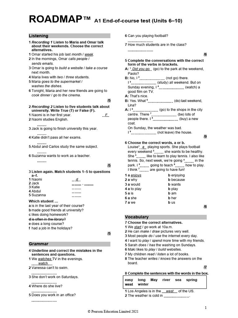 End of course test word pdf