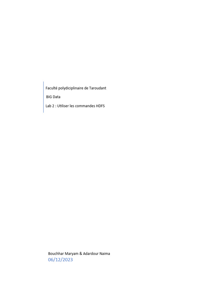 Commandes HDFS pour gestion de données | PDF | Apache Hadoop | Informatique