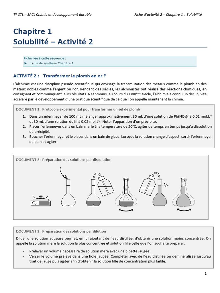 Protocole de solubilité en chimie | PDF | Précipité | Chimie