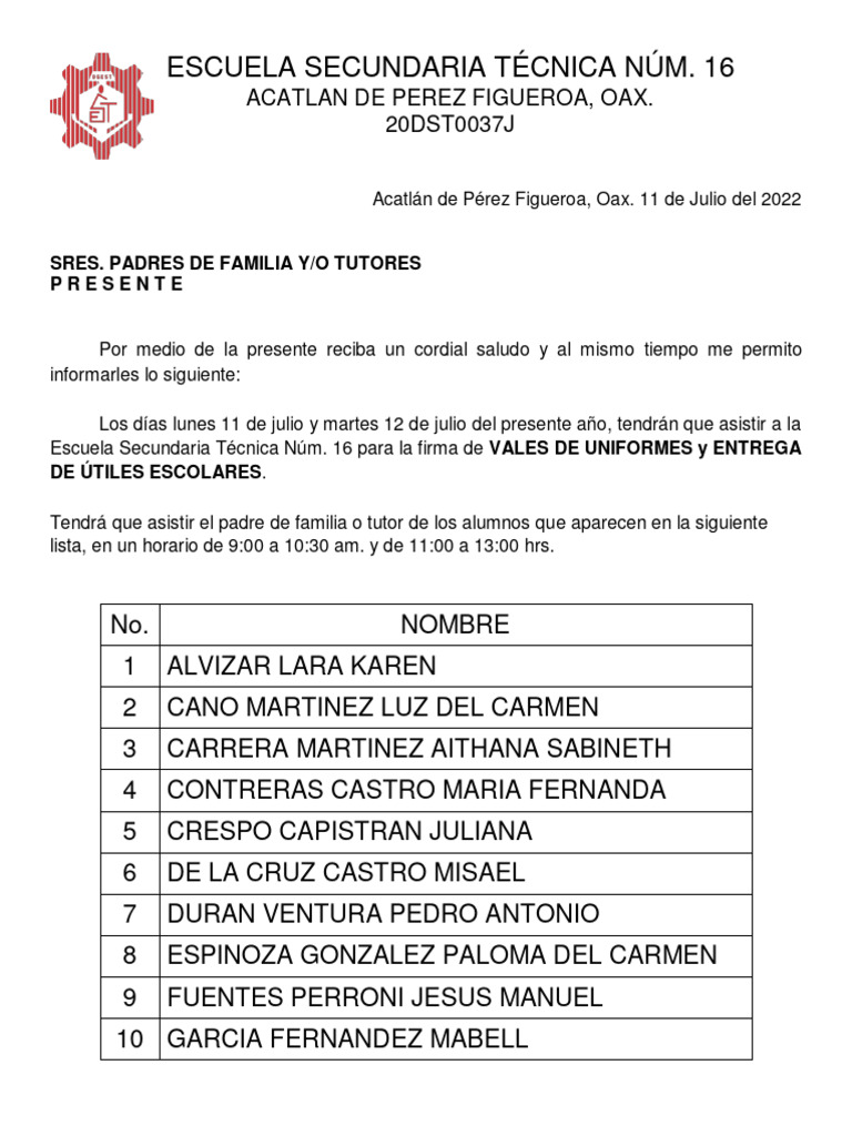 Escuela secundaria t cnica n m 16 acatlan de perez figueroa oax