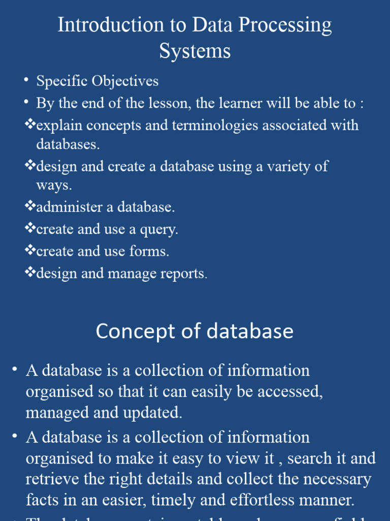 Introduction To Data Processing Systems (MS Access) | PDF