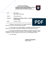 Monitoring of Weekly Status of Barangay Development Program (BDP)
