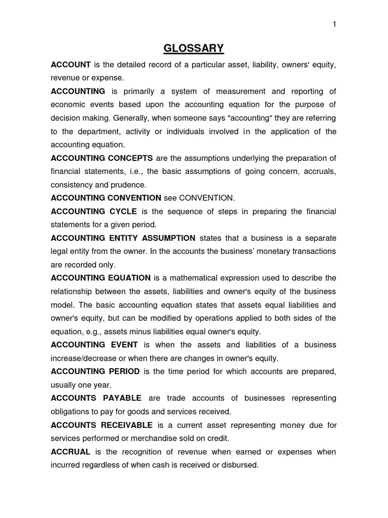 Accounting Glossary PDF