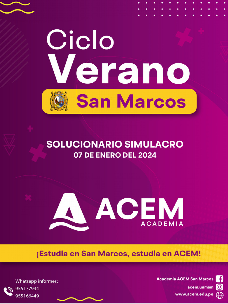 Solucionario simulacro verano acem 07 01 24 pdf