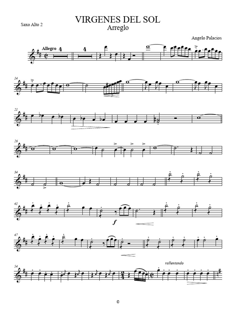 Virgen Del Sol Saxo Alto 2 | PDF