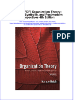 Full Download Ebook Ebook PDF Organization Theory Modern Symbolic and Postmodern Perspectives 4th Edition 2 PDF