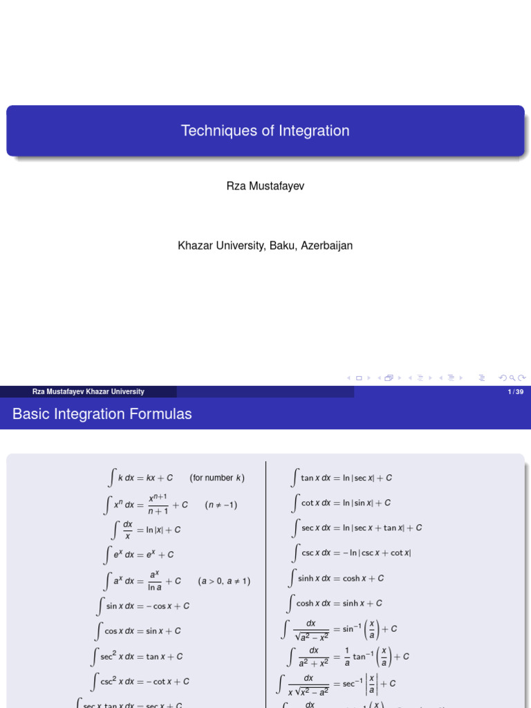 Techniques of Integration | PDF | Teaching Methods & Materials